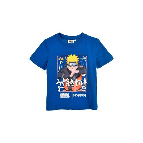T-shirt enfant NARUTO - 100% Coton - Bleu - Licence Officielle Longboard-Naruto - Taille 4 ans
