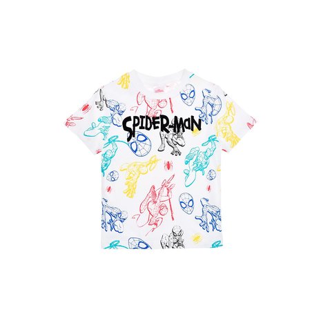 T-shirt enfant SPIDERMAN - 100% Coton - Blanc - Licence Officielle SPIDER-MAN - Taille 4 ans