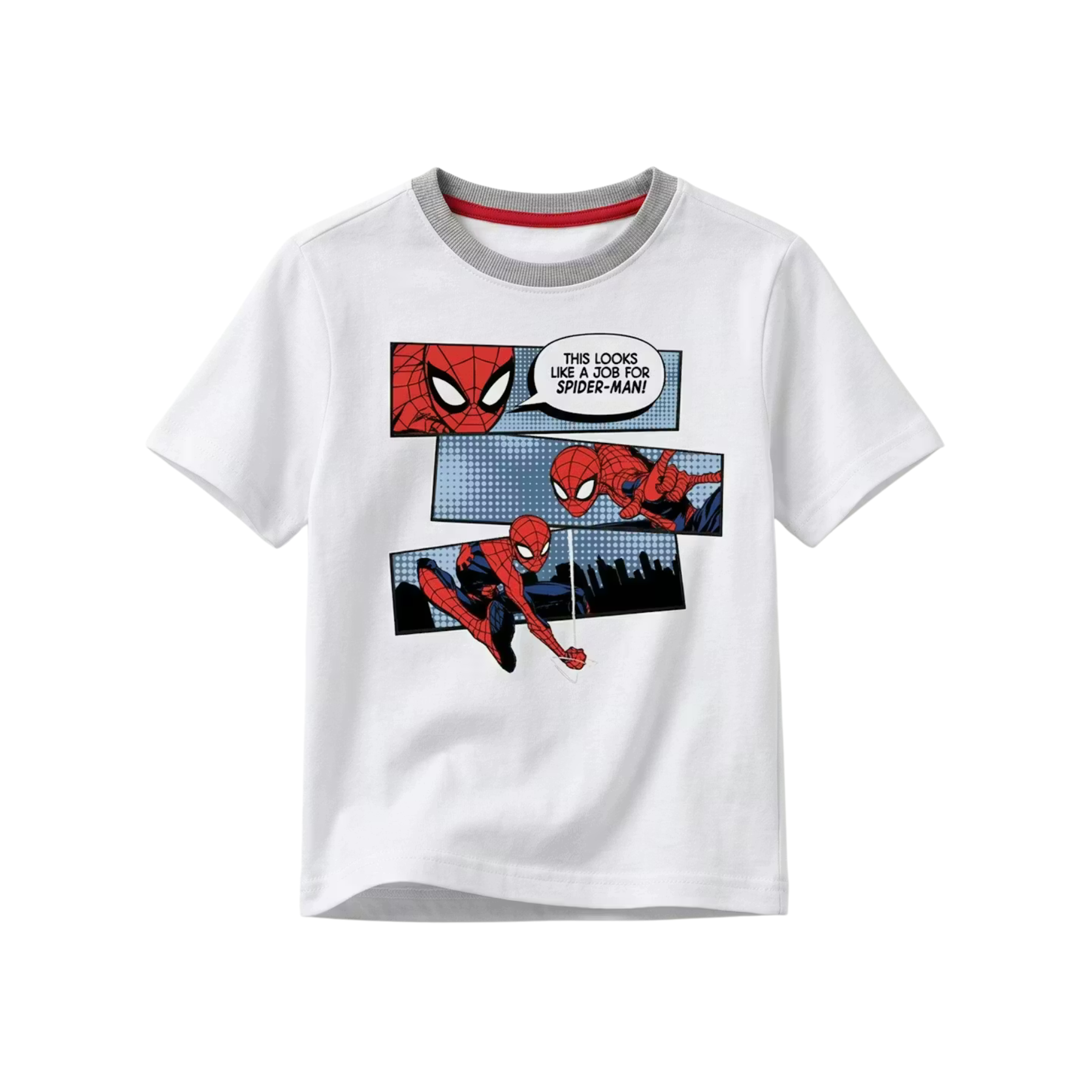 T-shirt enfant SPIDERMAN - 100% Coton - Blanc - Comics - Taille 7/8 ans