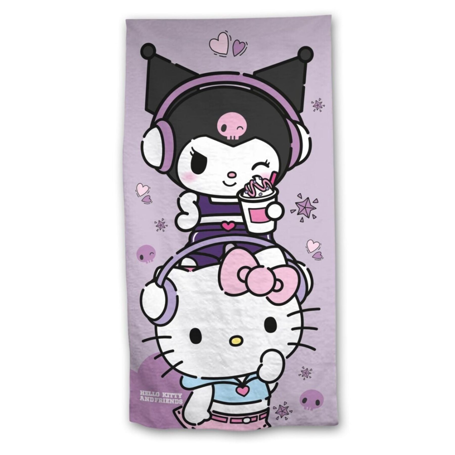 Serviette de plage ou Drap de bain HELLO KITTY and Friends - 70x140 cm - Kuromi - séchage rapide