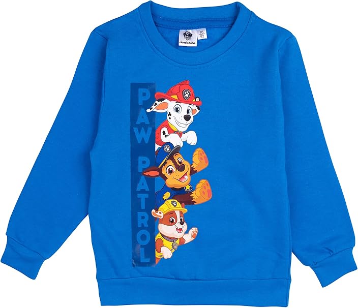 PAT PATROUILLE Pull pour garçon 100% Coton – Paw Patrol – Sweat-shirt pour enfant – Bleu - Taille 1 à 3 ans