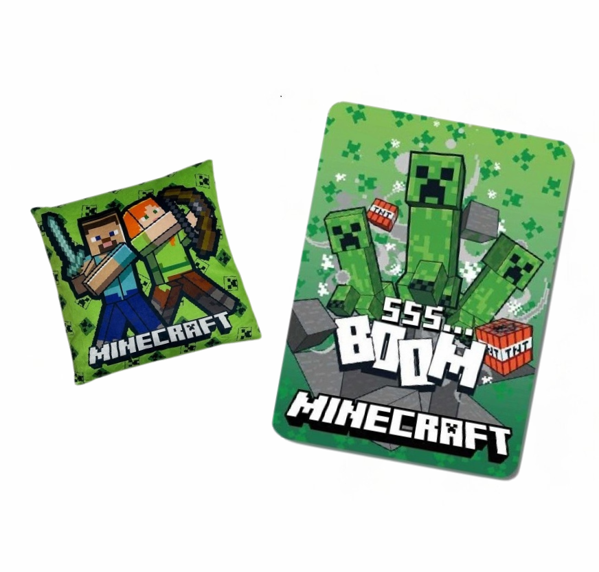 Minecraft - Ensemble de voyage avec Plaid et Coussin