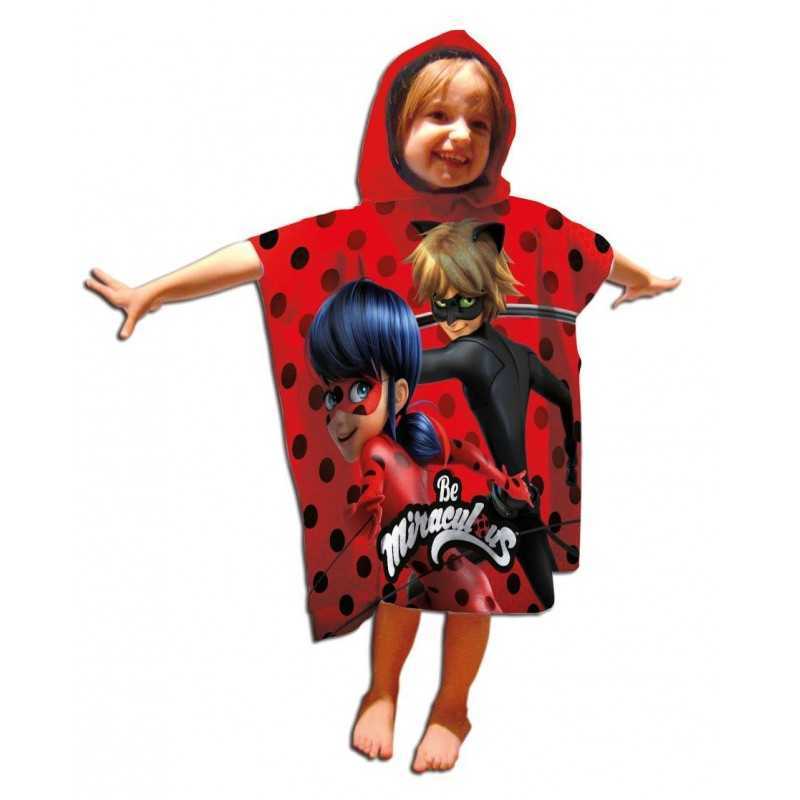 Miraculous - Cape sortie de bain, Poncho de plage Ladybug à capuche